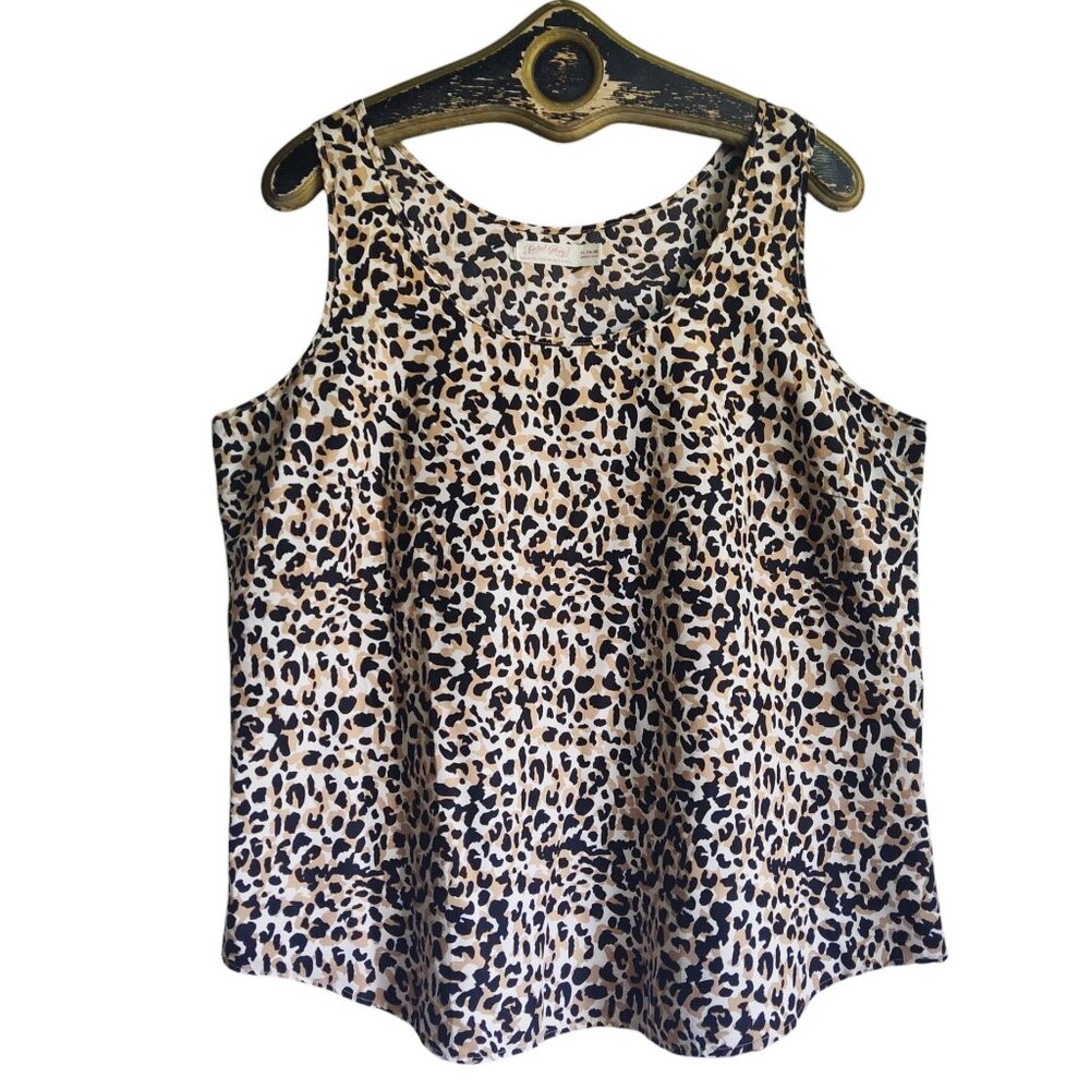 FADED GLORY Leopard Cheetah All Over Print Sleeveless Tank Top Volup Sz XL